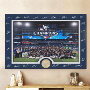 Toronto Blue Jays 2025 American League Champions Rectangle Canvas With Inner Frame - HOATT14307