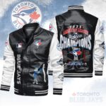 Toronto Blue Jays 2025 American League Champions Leather Bomber Jacket - HOATT14598