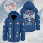 Toronto Blue Jays 2025 American League Champions Thickened Down Hooded Jacket - HOATT14695