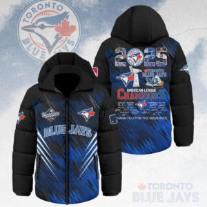 Toronto Blue Jays 2025 American League Champions Thickened Down Hooded Jacket - HOATT14696
