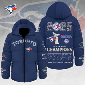 Toronto Blue Jays 2025 American League Champions Thickened Down Hooded Jacket - TMTHU2355