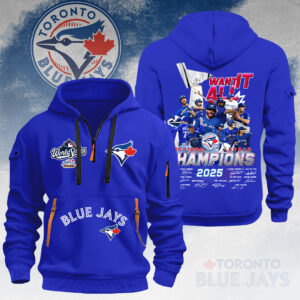 Toronto Blue Jays 2025 American League Champions 2D Quarter Zip Hoodie - HOATT14751