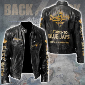 Toronto Blue Jays WinCraft 2025 American League Champions Motorcycle Leather Jacket - TANTN18776