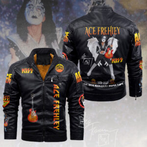 Ace Frehley 2D Leather Yellow Fleece Jacket - HOATT14852