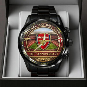 Arsenal FC 140th Anniversary Black Stainless Steel Watch - TANTN19663