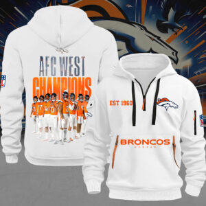 Denver Broncos 2025 AFC West Champions 2D Quarter Zip Hoodie - MAITM14259