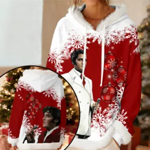 Elvis Presley 3D Women’s Faux Fur Trim Fleece Hoodie - MAITM13976