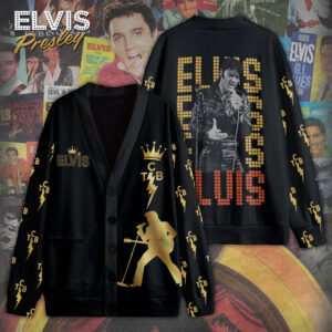 Elvis Presley Knitted V-neck Cardigan - TMTHU2781