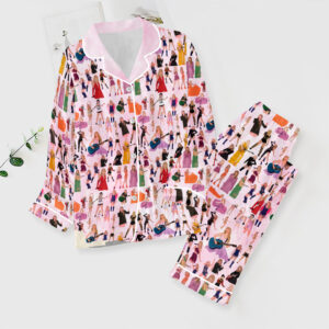 Taylor Swift Satin Pajama Set with Piping - GNENEW793