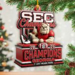 Georgia Bulldogs Football 2025 SEC Champions Custom Shape 2-sided Acrylic Ornament – HOATT15025