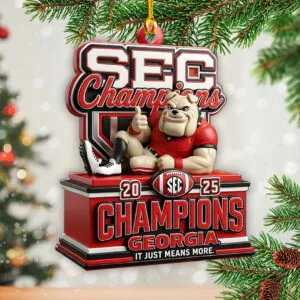 Georgia Bulldogs Football 2025 SEC Champions Custom Shape 2-sided Acrylic Ornament – HOATT15025