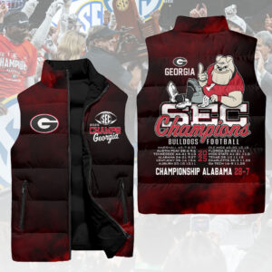 Georgia Bulldogs Football 2025 SEC Champions 3D Sleeveless Down Jacket - HOATT15018