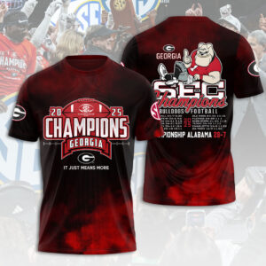 Georgia Bulldogs Football 2025 SEC Champions 3D Apparel – HOATT14982