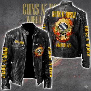 Guns N' Roses 2026 Tour Motorcycle Leather Jacket - TANTN19085
