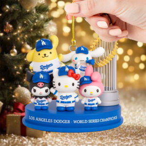 Hello Kitty And Friends x Los Angeles Dodgers Champions Custom Shape 2-sided Acrylic Ornament – TMTHU2665