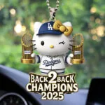 Hello Kitty x Los Angeles Dodgers Custom shape 2-sided Acrylic Car Ornament – TMTHU2725