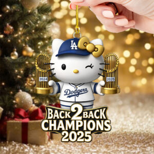 Hello Kitty x Los Angeles Dodgers Custom Shape 2-sided Acrylic Ornament – TMTHU2696