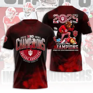 Indiana Hoosiers Football 2025 Big Ten Champions 3D Apparel - HOATT14991