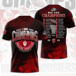 Indiana Hoosiers Football 2025 Big Ten Champions 3D Apparel - HOATT15146