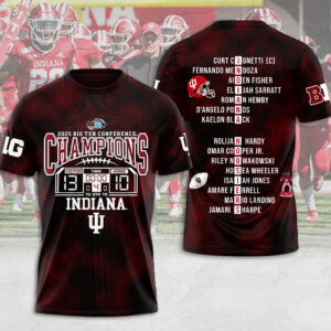 Indiana Hoosiers Football 2025 Big Ten Champions 3D Apparel - MAITM14074