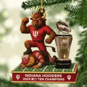 Indiana Hoosiers Football 2025 Big Ten Champions Custom Shape 2-sided Acrylic Ornament – MAITM14008