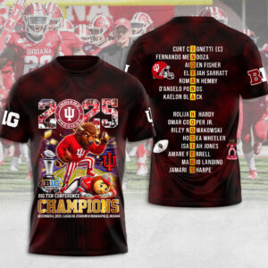 Indiana Hoosiers Football 2025 Big Ten Champions 3D Apparel - MAITM14015