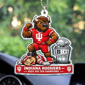 Indiana Hoosiers Football 2025 Big Ten Champions Custom shape 2-sided Acrylic Car Ornament - HOATT15439