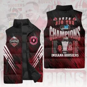 Indiana Hoosiers Football 2025 Big Ten Champions 3D Sleeveless Down Jacket - HOATT15148