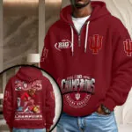 Indiana Hoosiers Football 2025 Big Ten Champions 3D Unisex Waffle Hoodie – HOATT14988
