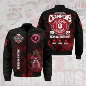 Indiana Hoosiers Football 2025 Big Ten Champions 3D Bomber Jacket - HOATT15150