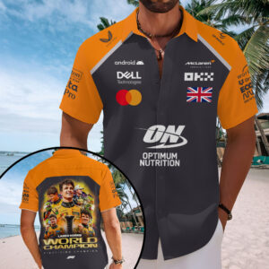 McLaren x Lando Norris 2025 World Champion Short Sleeve Button-Down Shirt – MAITM14033