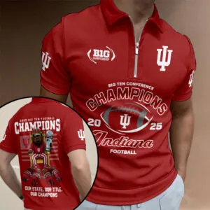 Indiana Hoosiers Football 2025 Zip Polo Shirt - NGHIAVT6021