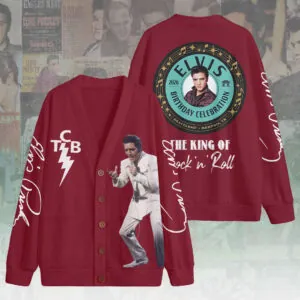 Elvis Presley Knitted V-neck Cardigan - NGHIAVT6027