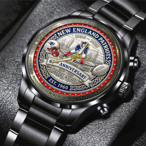 New England Patriots 65th Anniversary 2025 Black Stainless Steel Watch - NGHIAVT6139