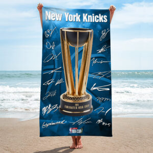 New York Knicks 2025 NBA Cup Champions Rectangle Beach Towel - TMTHU2717