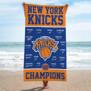 New York Knicks 2025 NBA Cup Champions Rectangle Beach Towel - TMTHU2723
