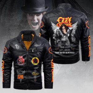 Ozzy Osbourne 2D Leather Yellow Fleece Jacket - HOATT14956