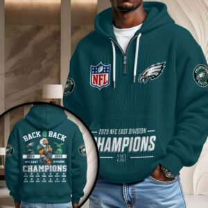 Philadelphia Eagles 2025 NFC East Division Champions 3D Unisex Waffle Hoodie - HOATT15287