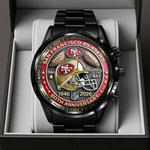 San Francisco 49ers 80th Anniversary 2026 Black Stainless Steel Watch - TANTN19796