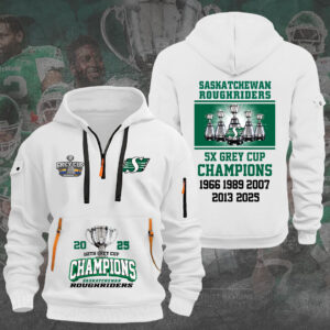 Saskatchewan Roughriders 2025 Grey Cup Champions 2D Quarter Zip Hoodie - HOATT14962