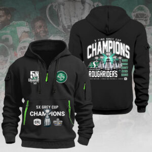Saskatchewan Roughriders 2025 Grey Cup Champions 2D Quarter Zip Hoodie - HOATT14857