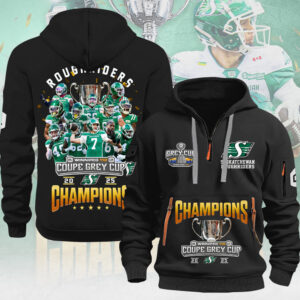 Saskatchewan Roughriders 2025 Grey Cup Champions 2D Quarter Zip Hoodie - MAITM13914