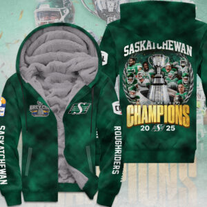 Saskatchewan Roughriders 2025 Grey Cup Champions 3D Fleece Zip Hoodie - MAITM13923