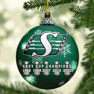 Saskatchewan Roughriders 2025 Grey Cup Champions Custom Shape 2-sided Acrylic Ornament – MAITM13924
