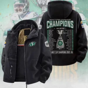 Saskatchewan Roughriders 2025 Grey Cup Champions Hooded Velvet Jacket - GNENEW767