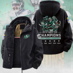 Saskatchewan Roughriders 2025 Grey Cup Champions Hooded Velvet Jacket - GNENEW768