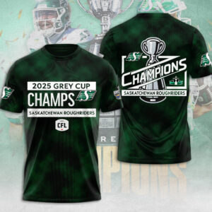 Saskatchewan Roughriders 2025 Grey Cup Champions 3D Apparel - MAITM13930