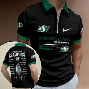 Saskatchewan Roughriders 2025 Grey Cup Champions Zip Polo Shirt - TMTHU2417