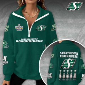 Saskatchewan Roughriders 2025 Grey Cup Champions Unisex Half-Zip Fleece Sweatshirt - GNE4755