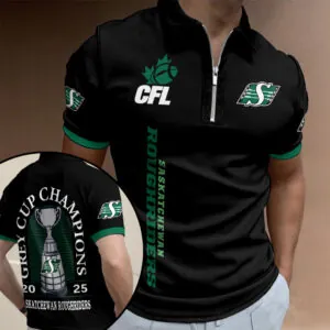 Saskatchewan Roughriders Zip Polo Shirt - TMTHU2406
